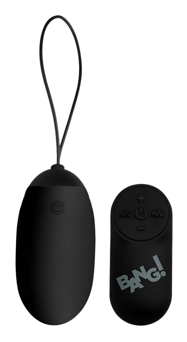 Black XL silicone egg vibrators, smooth design, side view