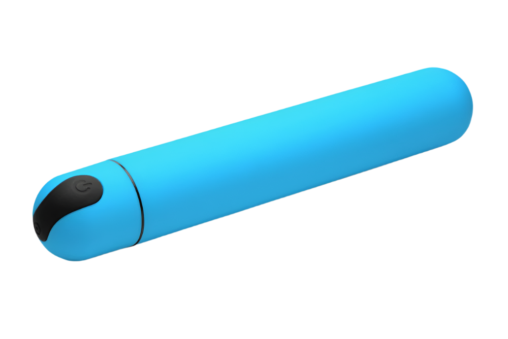 Side view of the Blue Bullet Vibrator highlighting its features