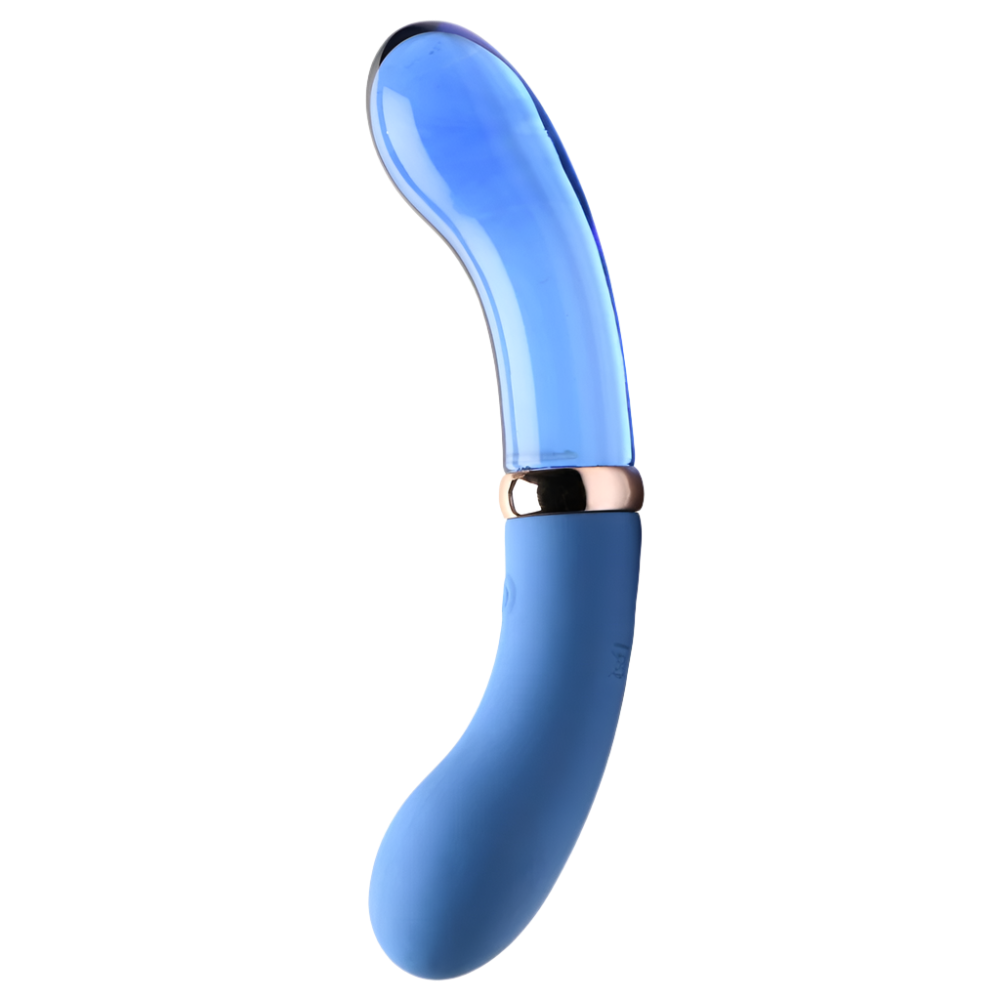 Blue G-Spot Vibrator combining Silicone and Glass for Stimulation