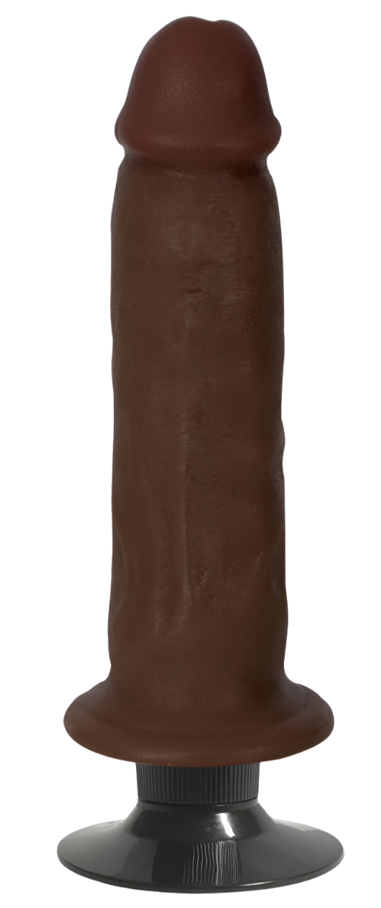 Brown Realistic Vibrators, 7-inch dark vibrating dildo, side view