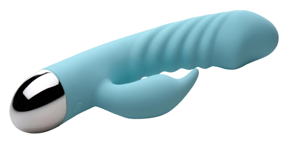 Close-up of Blue G-Spot Vibrator highlighting Textured Tip