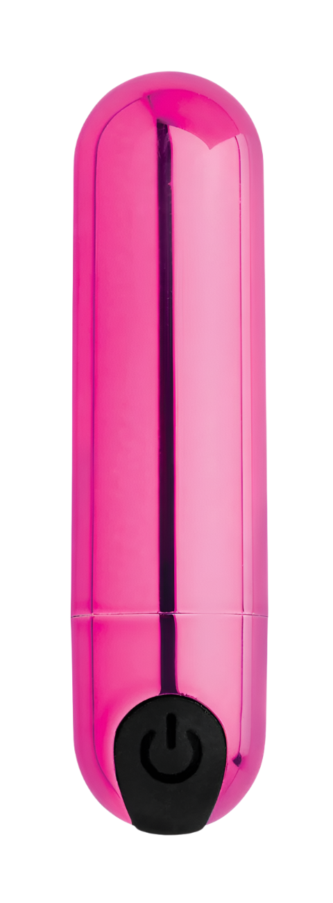 Close-up view of a shiny pink Bullet Vibrator on a soft surface