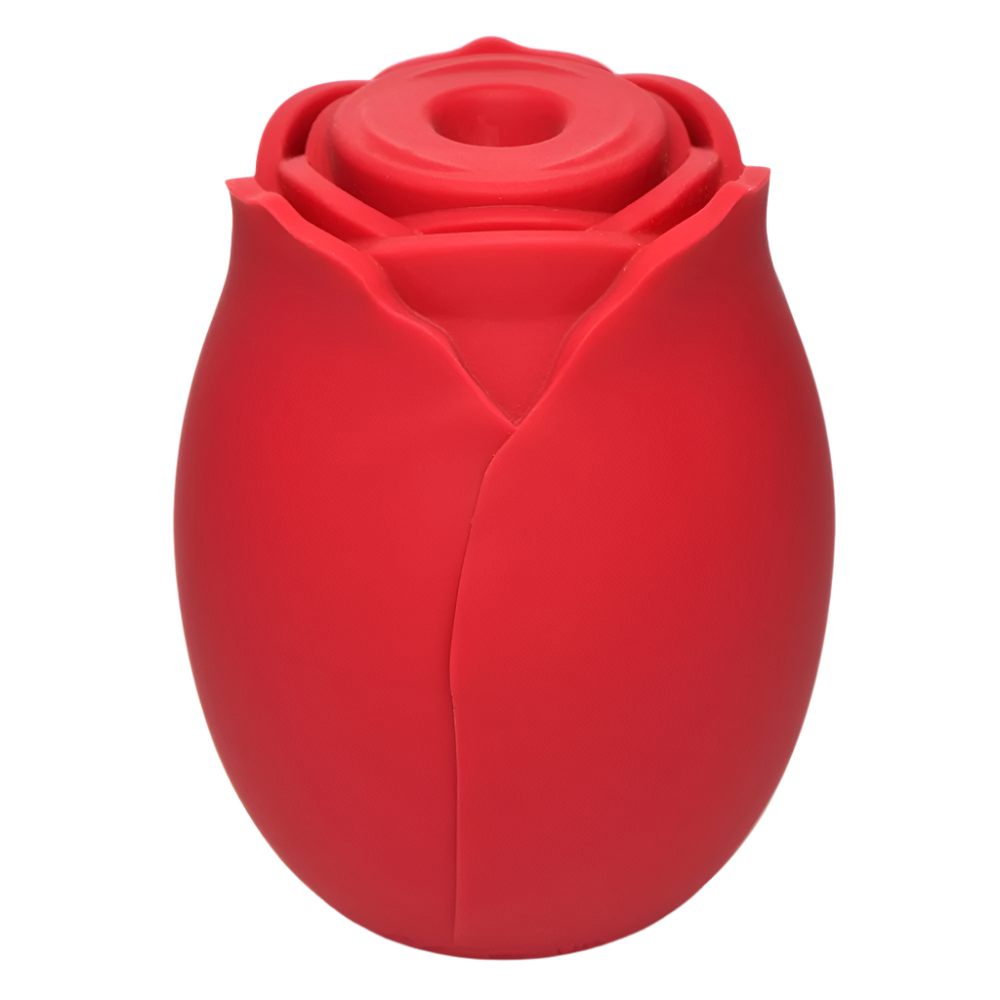 Sucking and Vibrating Silicone Rose Vibrator - Red