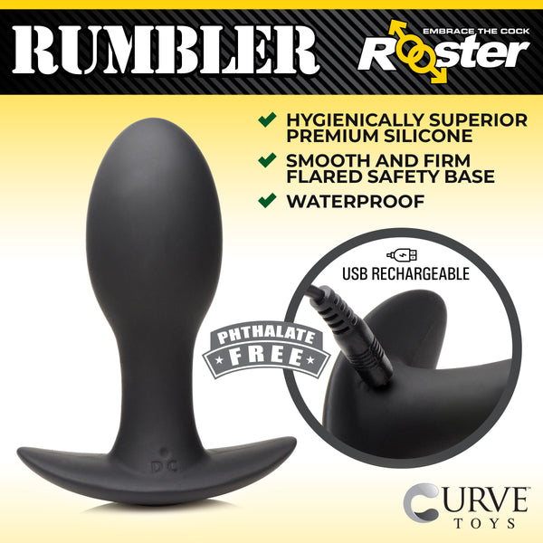 Rumbler Vibrating Silicone Butt Plug - Large, Silicone