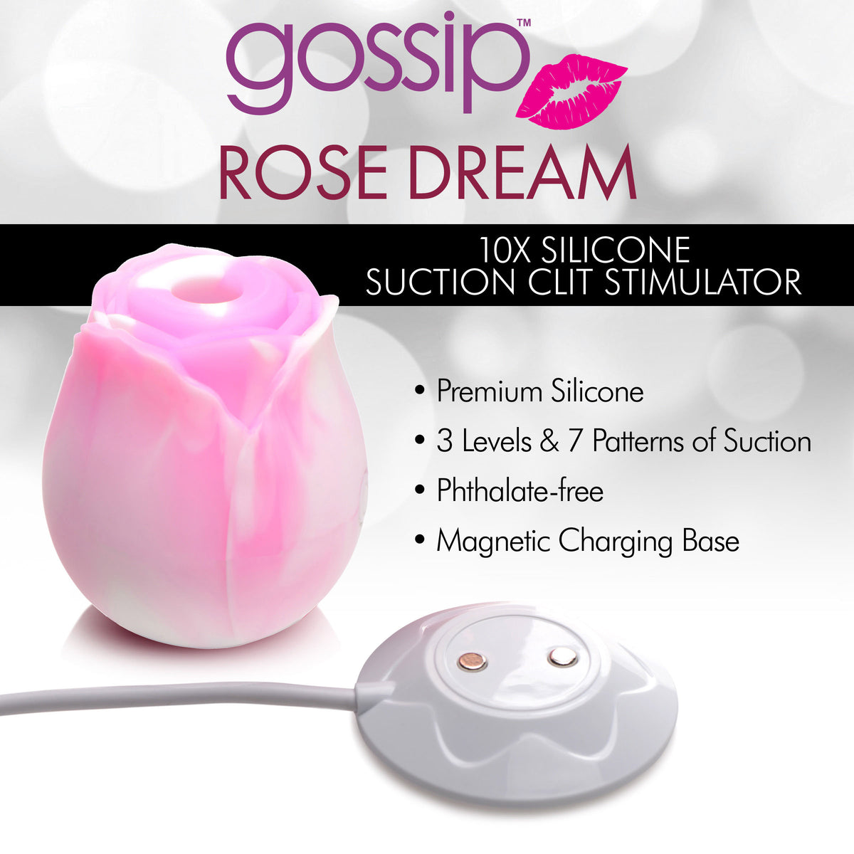 10X Rose Dream Silicone Clitoral Stimulator – clitoral suction toy, Silicone (view 4)