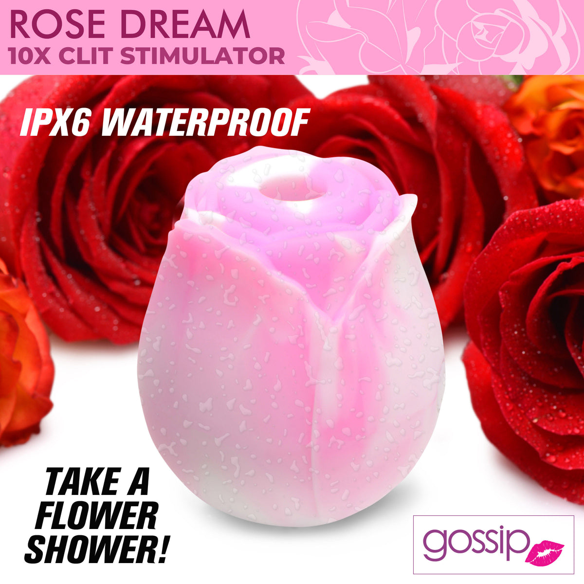 10X Rose Dream Silicone Clitoral Stimulator – clitoral suction toy, Silicone (view 3)