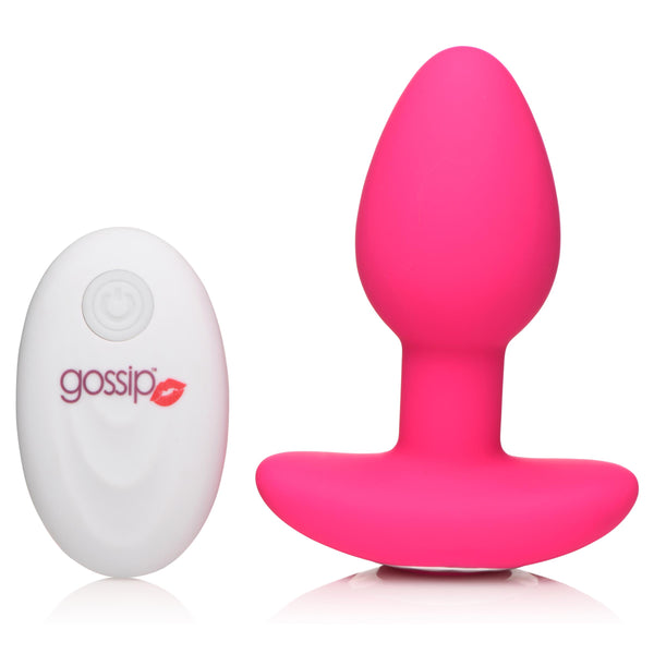 10X Pop Rocker Vibrating Silicone Plug with Remote - Magenta – butt plug, Silicone
