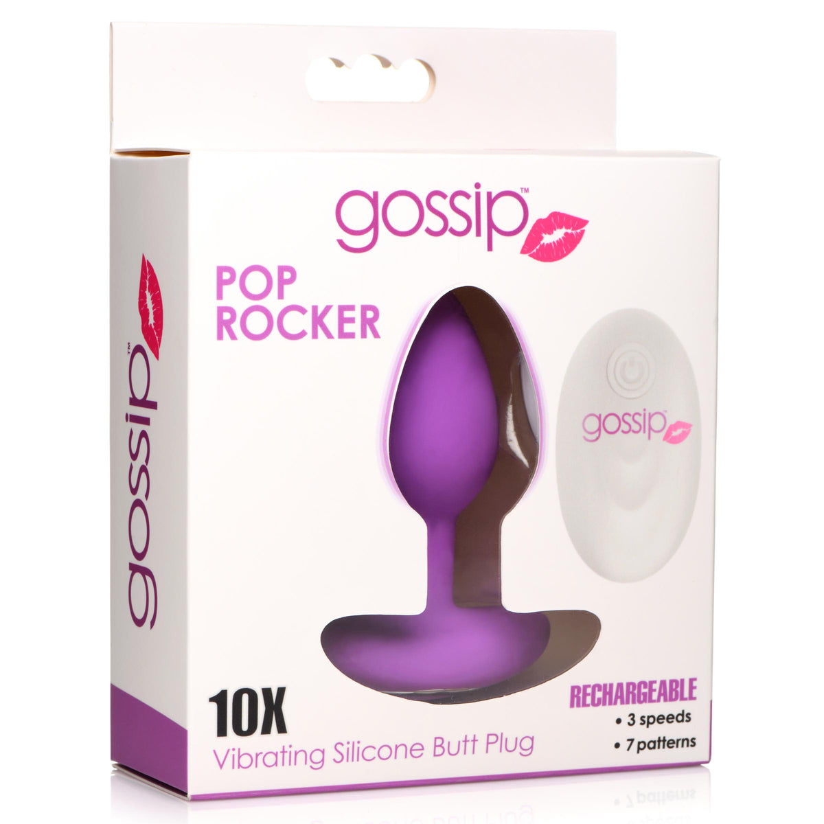 10X Pop Rocker Vibrating Silicone Plug with Remote - Violet – butt plug, Silicone (view 4)