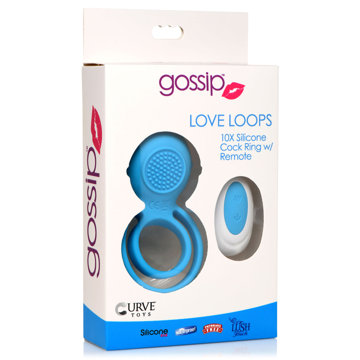 Love Loops 10X Silicone Cock Ring with Remote - Blue, Silicone (view 5)