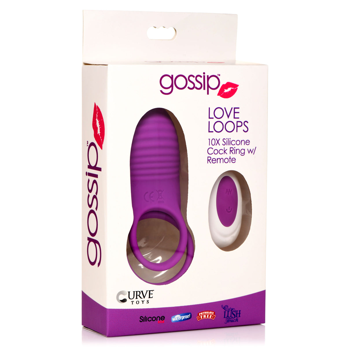 Love Loops 10X Silicone Cock Ring with Remote - Purple, Silicone (view 5)