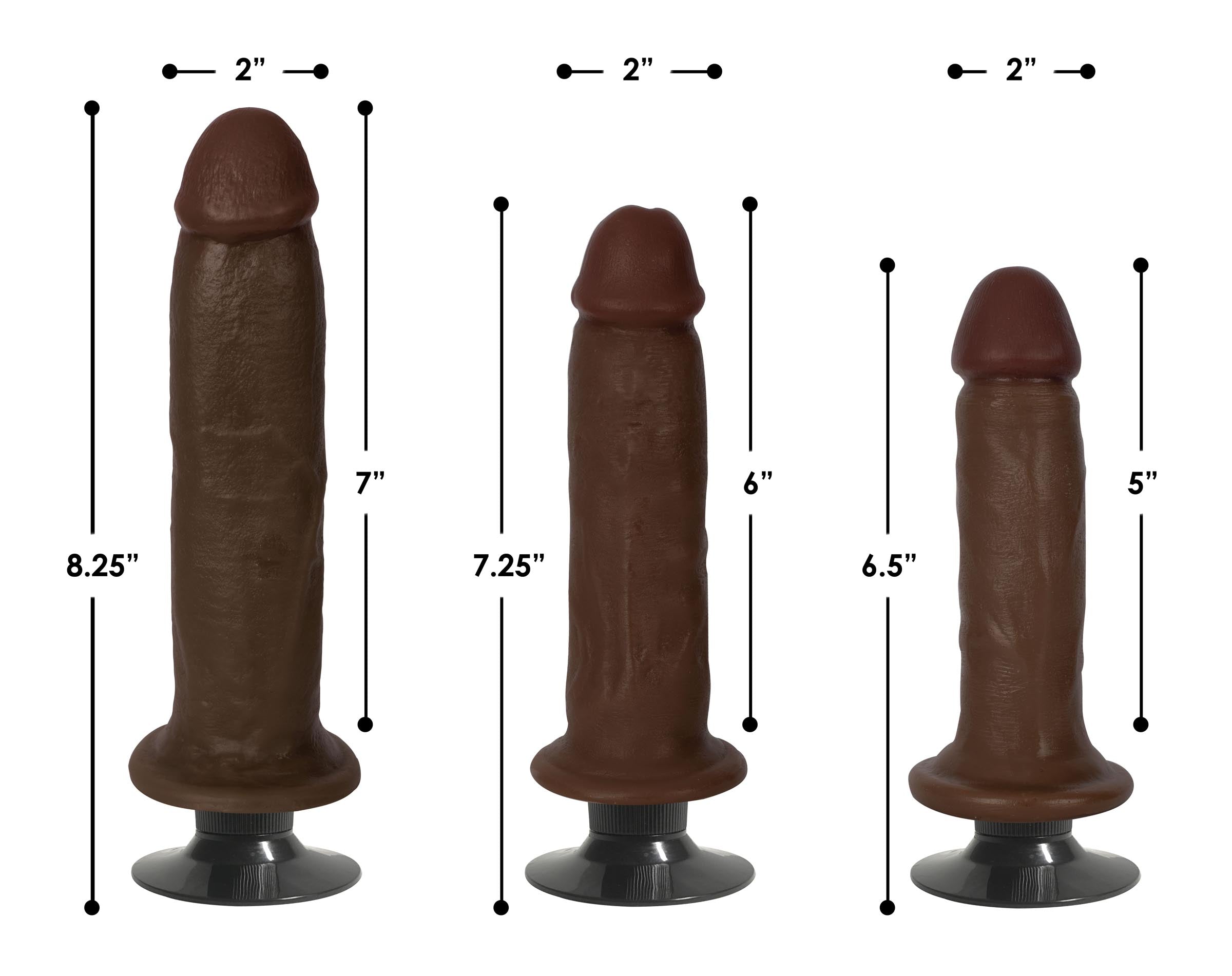 Dark Vibrating Dildo - 7 Inch Realistic Vibrators - Brown