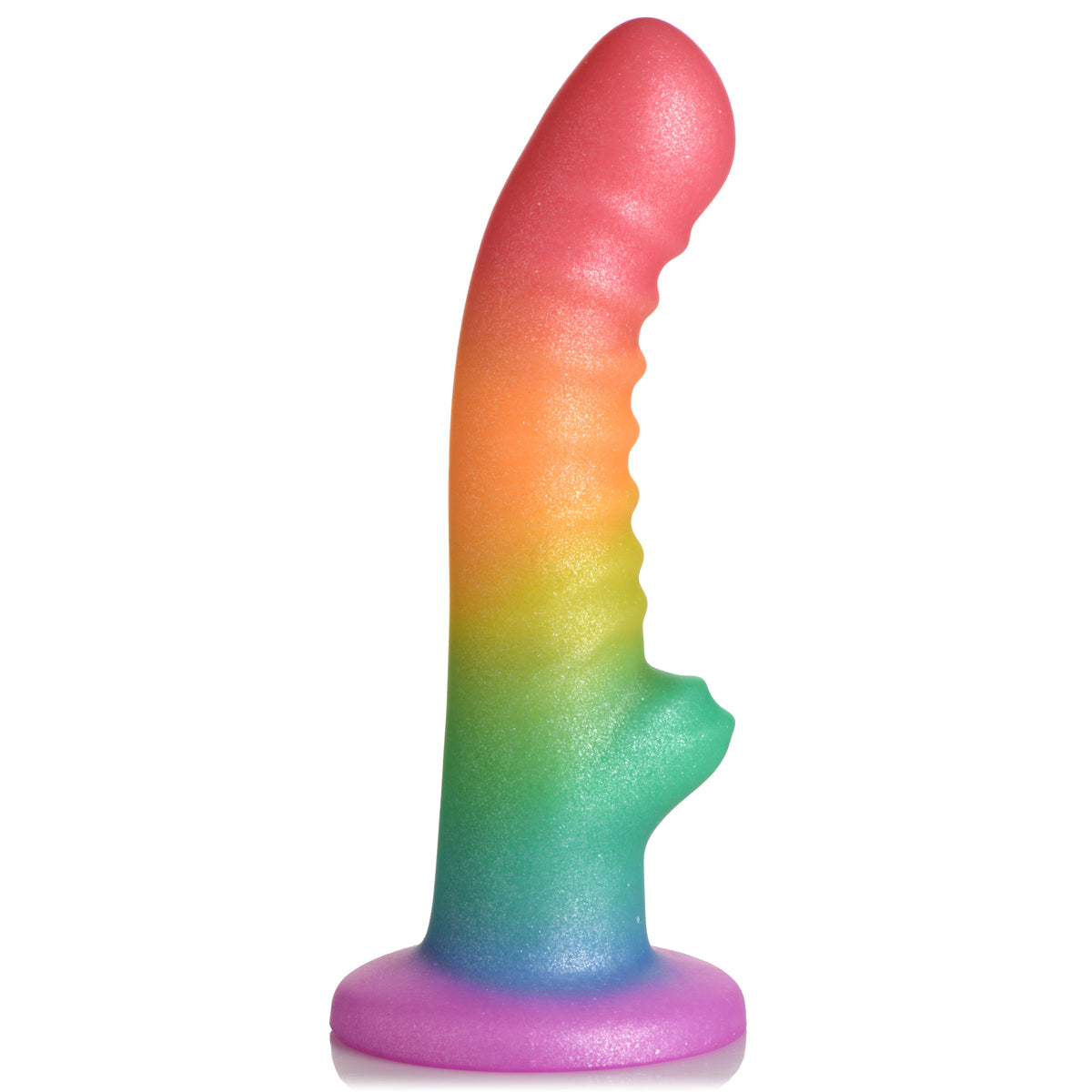 Ribbed Rainbow Silicone Dildo, Silicone (view 5)