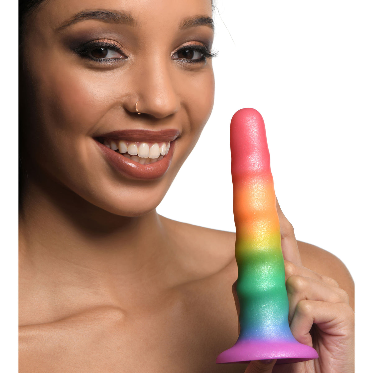 Zigzag Rainbow Silicone Dildo, Silicone