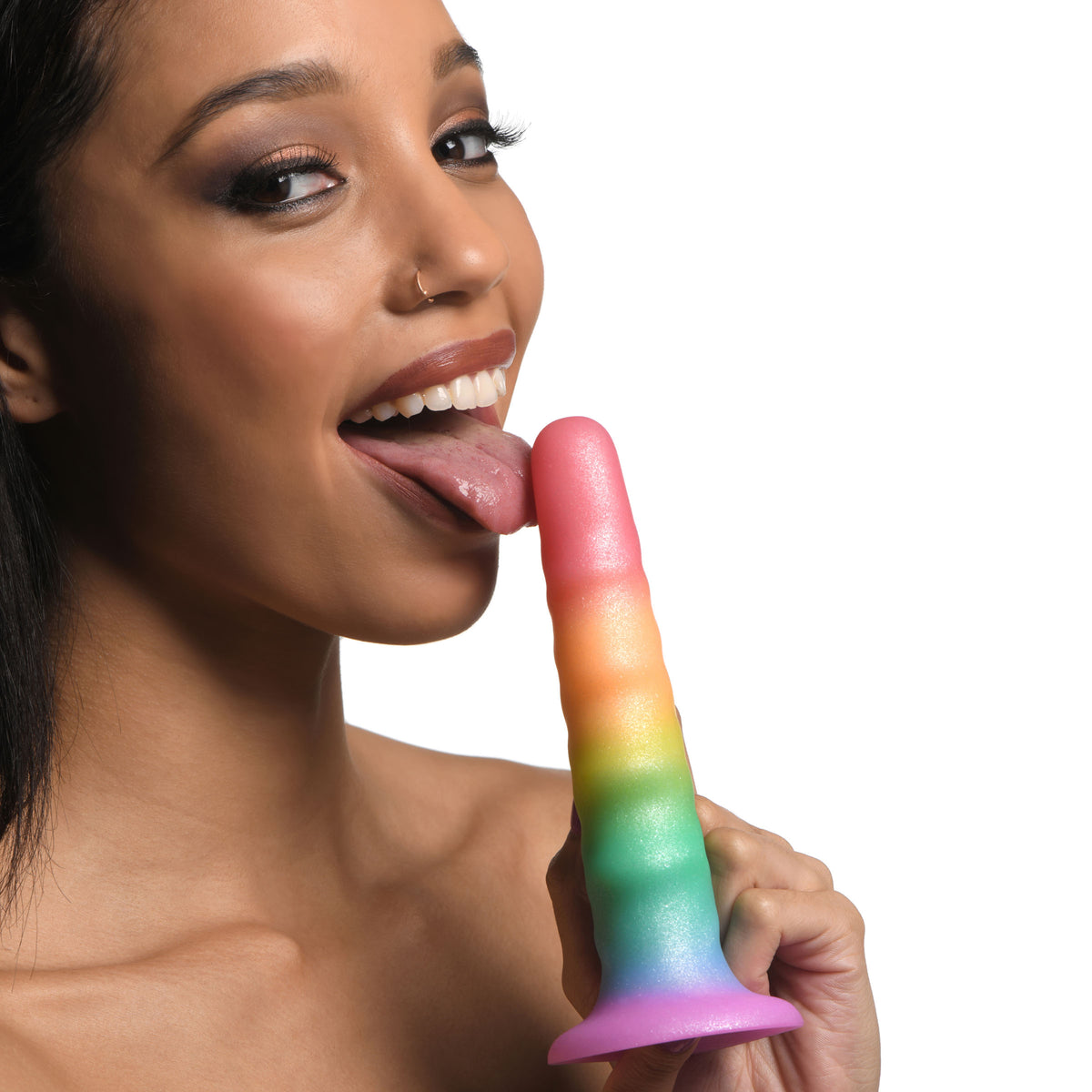 Zigzag Rainbow Silicone Dildo, Silicone (view 2)