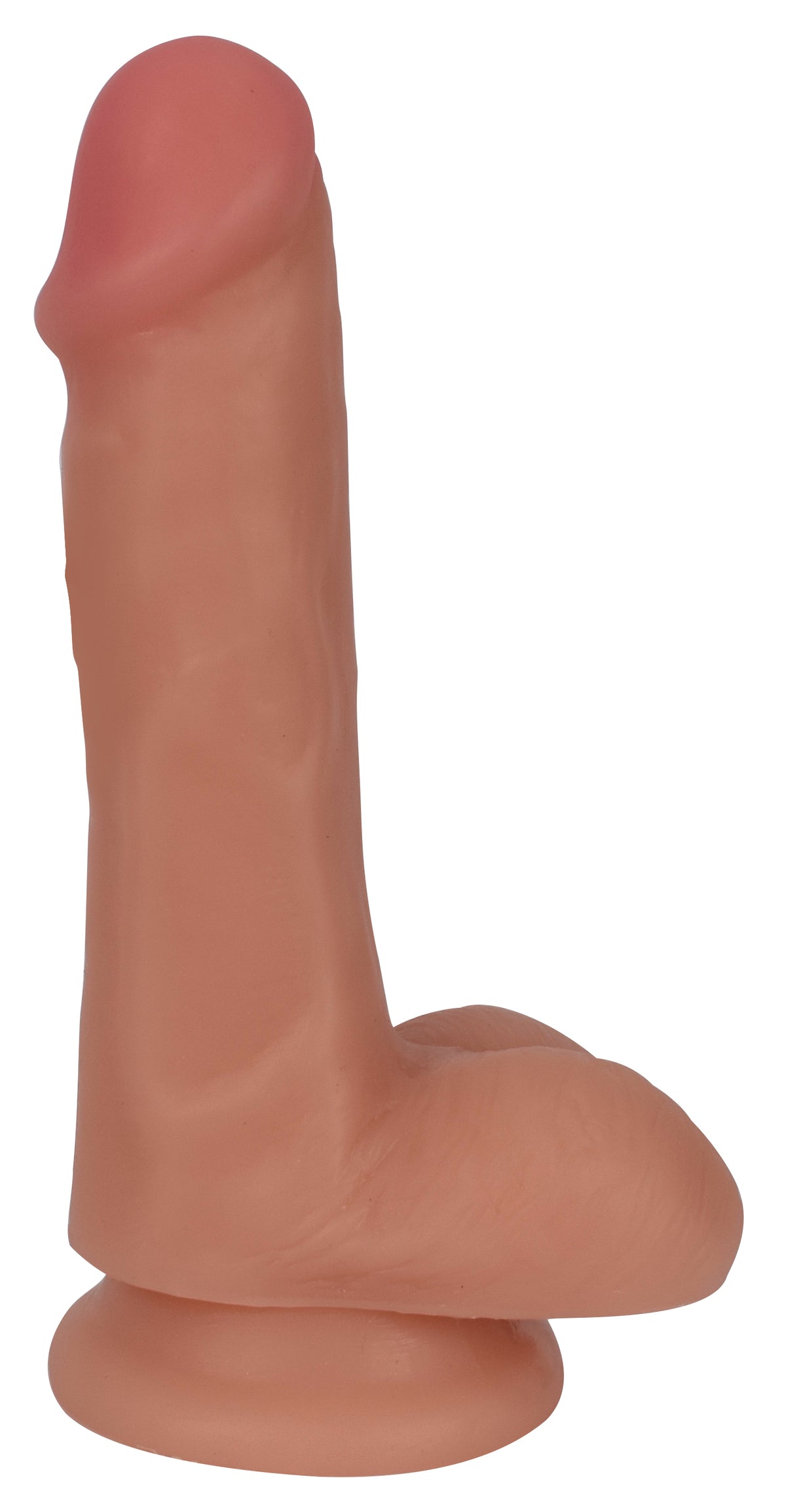 6 Inch Slim Dildo with Balls - Light, PVC