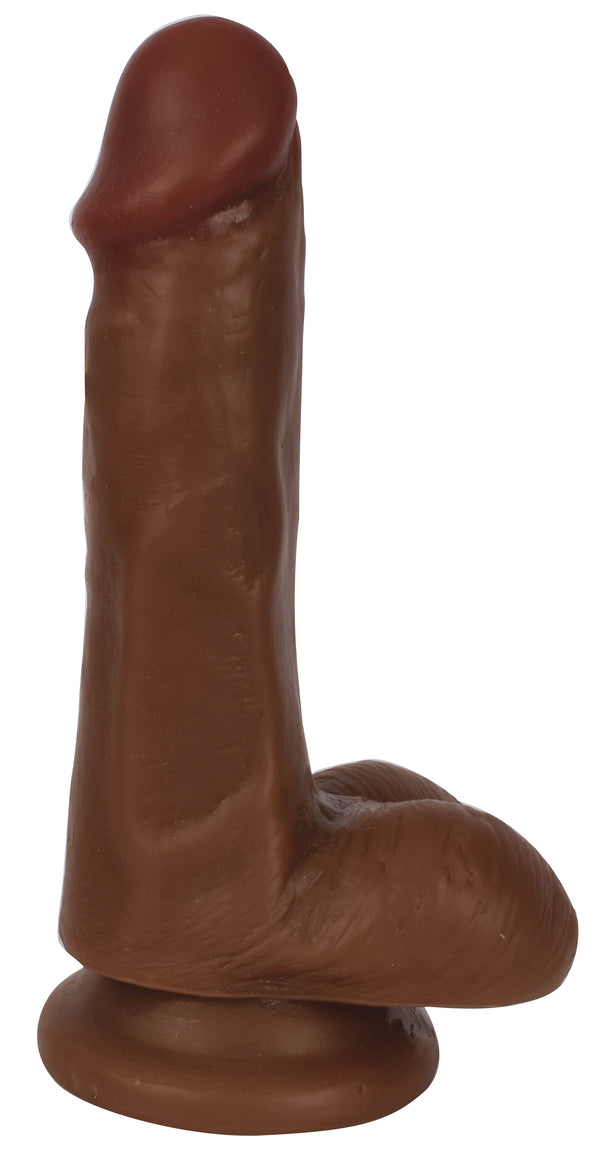 6 Inch Slim Dildo with Balls - Medium, PVC