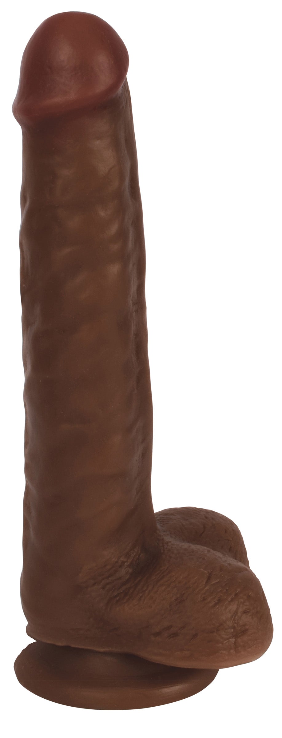 8 Inch Slim Dildo with Balls - Dark, PVC