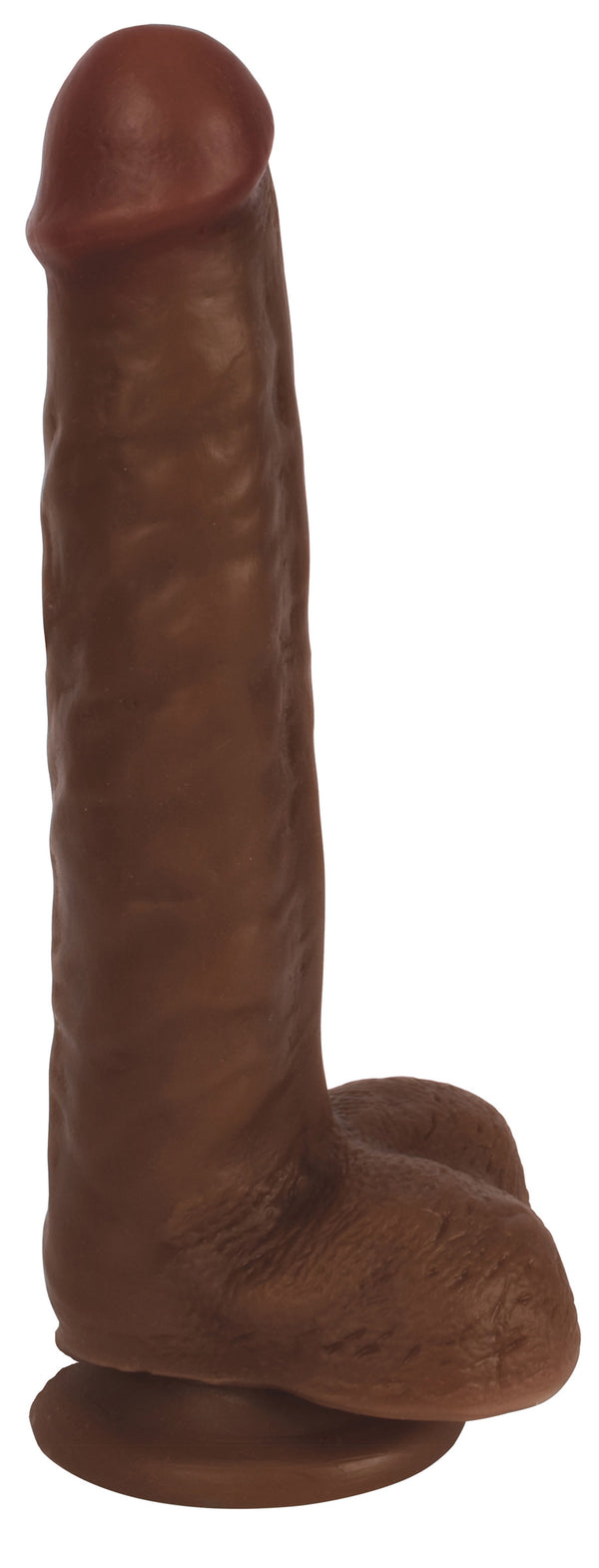 8 Inch Slim Dildo with Balls - Dark, PVC