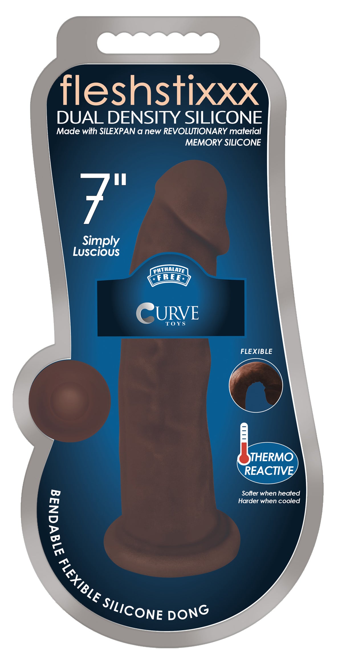 Silexpan Dark Hypoallergenic Silicone Dildo - 7 Inch, Silicone (view 3)