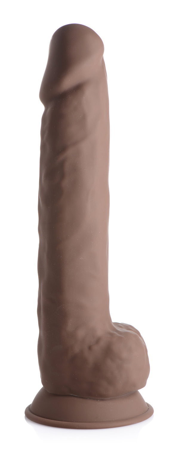 Silexpan Dark Hypoallergenic Silicone Dildo with Balls - 10 Inch, Silicone