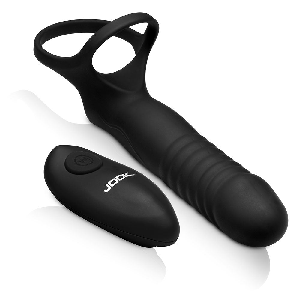 Double Thrust Thrusting & Vibrating Double Penetration C-Ring w/ Remot