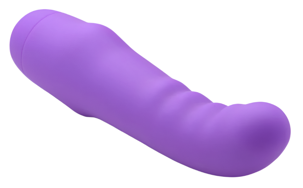 Silicone purple G-Spot vibrator with ribbed shaft