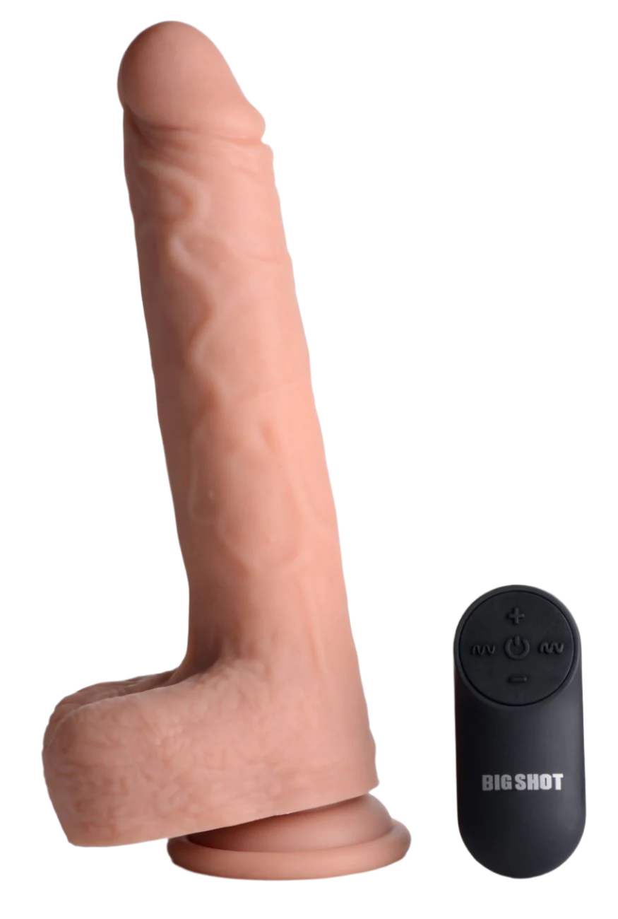 Flesh Realistic Vibrators, 10-inch, remote control, angled view