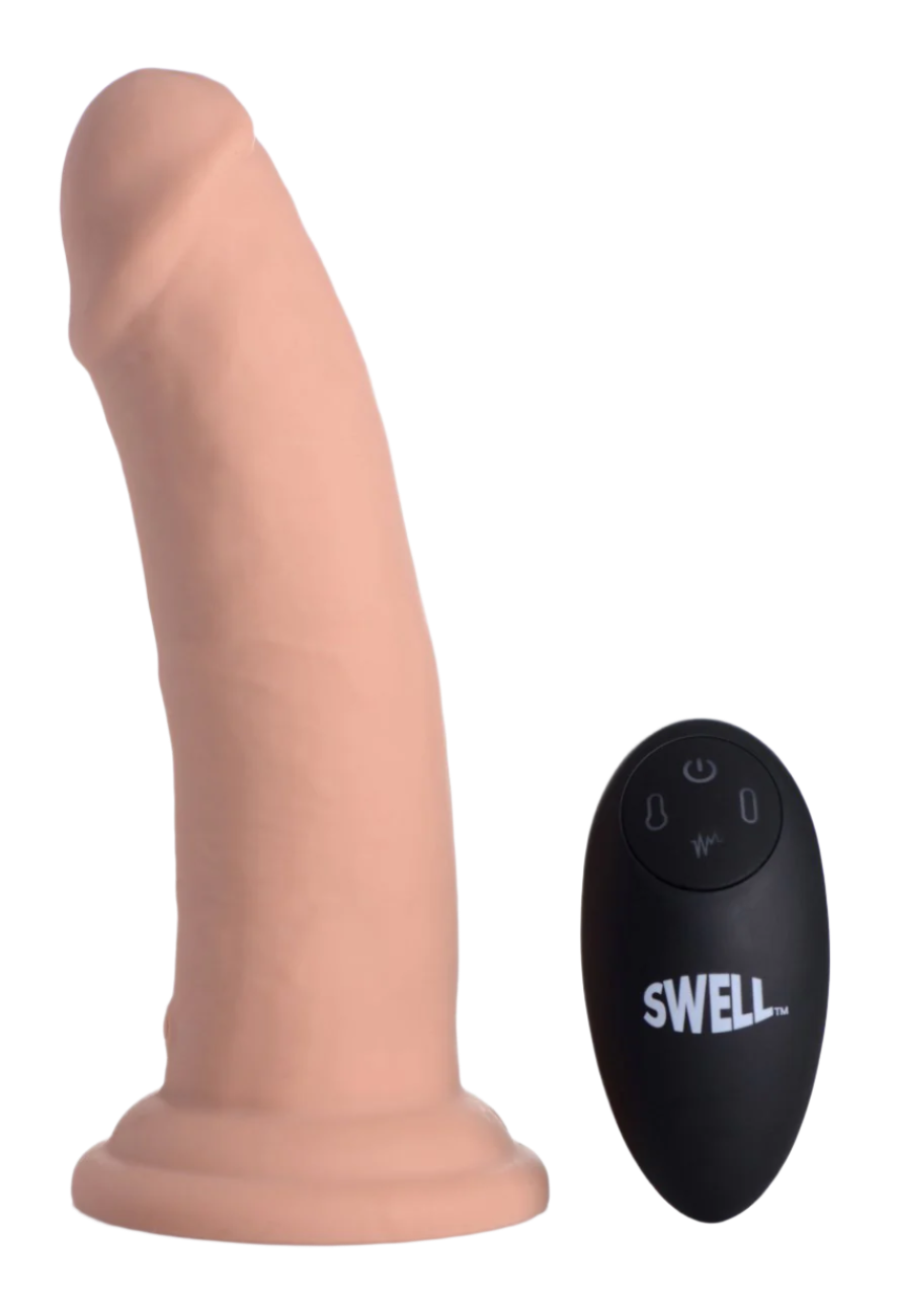 Flesh Realistic Vibrators, 7-speed, inflatable, angled view