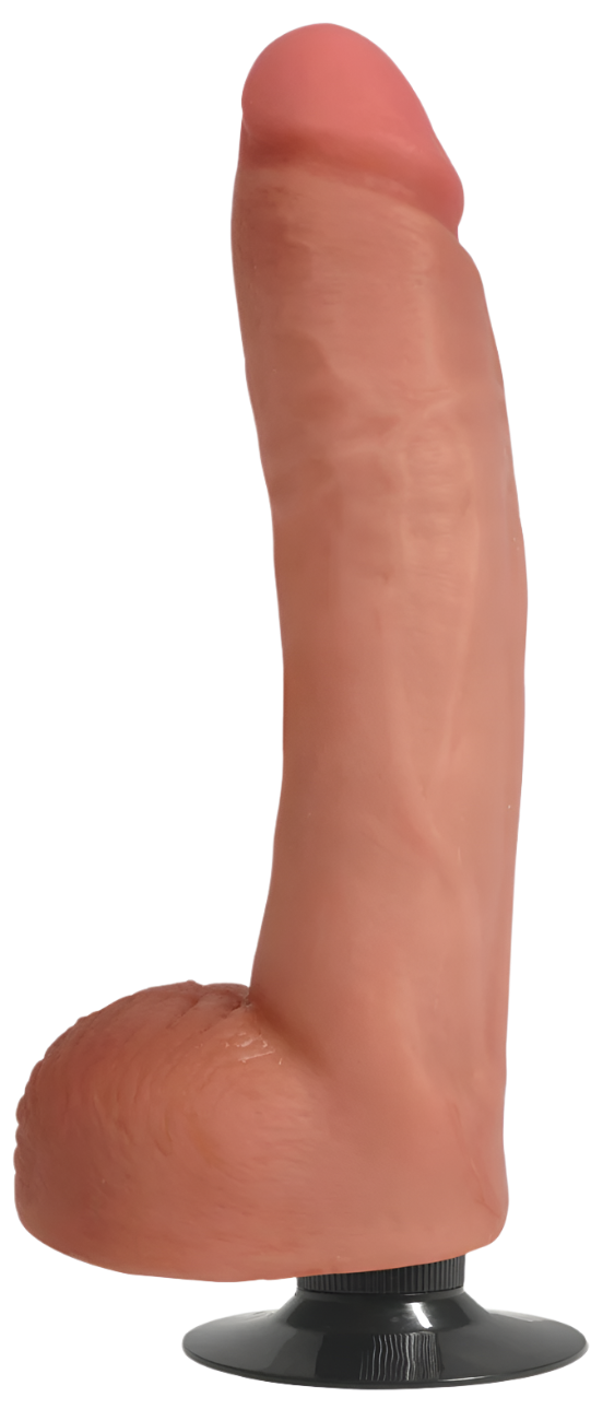 Realistic Vibrators, Flesh Tone, 10-inch with suction cup base, side view