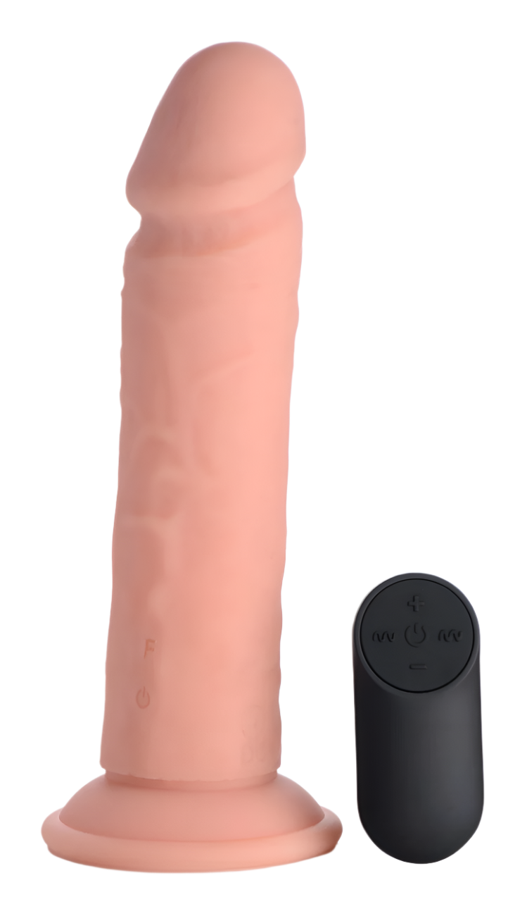 Realistic Vibrators, Flesh Tone, 8-inch with remote control, top view