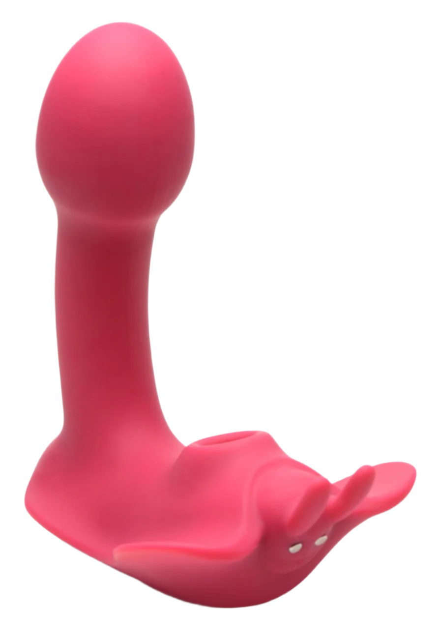 Front angle of the pink clitoral suction vibrators showcasing details