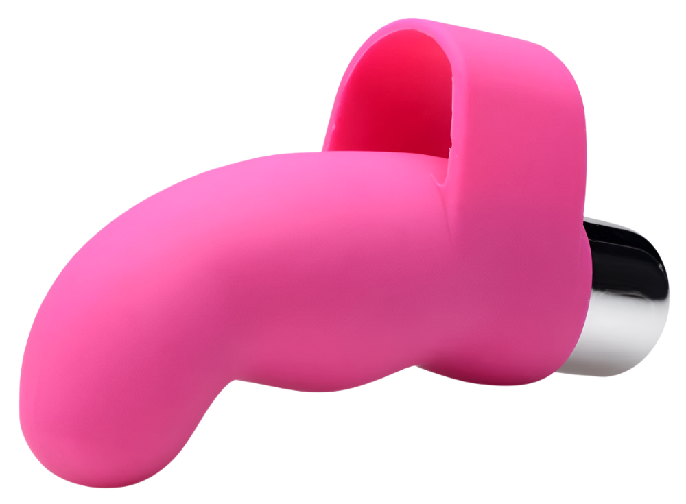 G-Thrill Silicone Finger Vibrator - Top view in magenta color