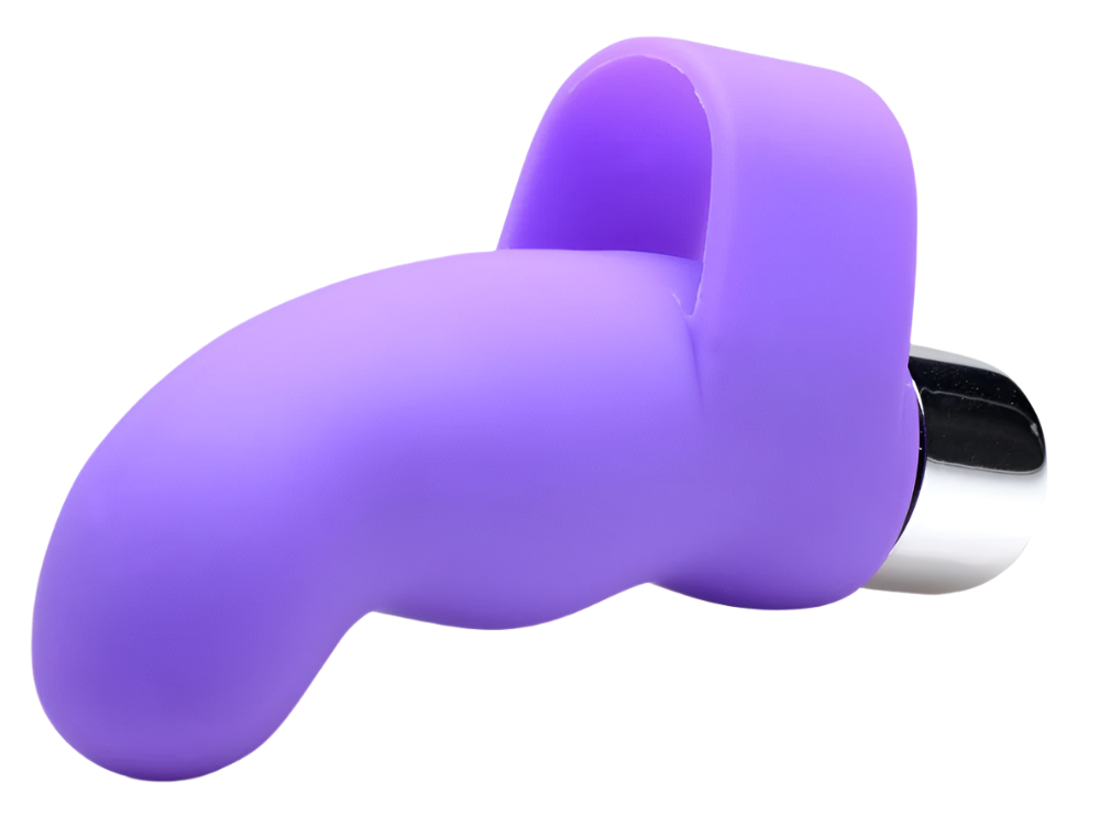 G-Thrill Silicone Finger Vibrator - Top view in purple color