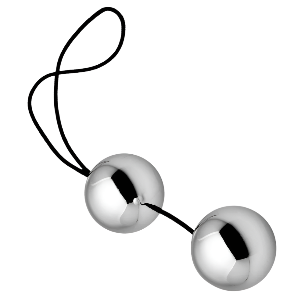 Grey Kegel Balls - Side view of Benwa Kegel Balls for pelvic exercise