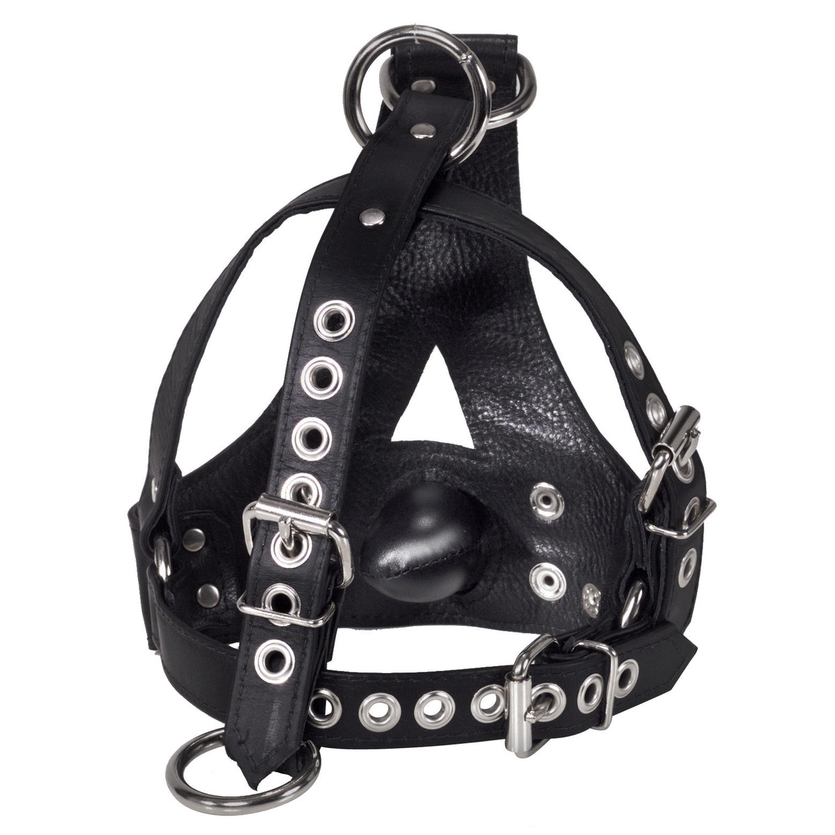 Strict Leather Bishop Head Harness with Removable Gag, Metal (view 4)