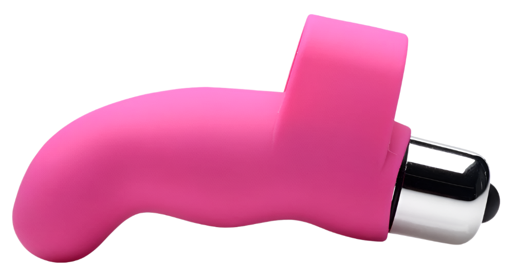 Magenta Finger Vibrator - Side view of G-Thrill silicone design