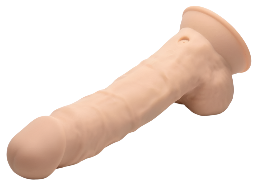 Top view of Tan Realistic Vibrators, hypoallergenic silicone, medium