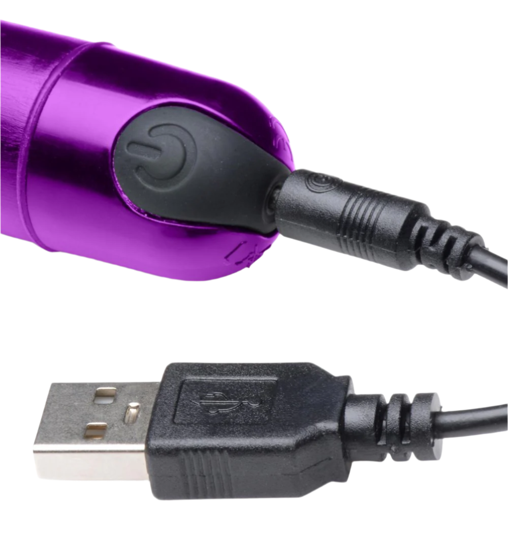 metallic bullet vibrator purple with USB charger