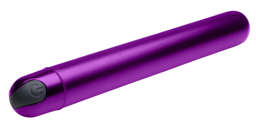 Side angle of the purple bullet vibrator highlighting its slim shape