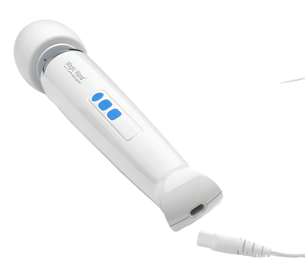 White Magic Wand Vibrator side view personal massager design