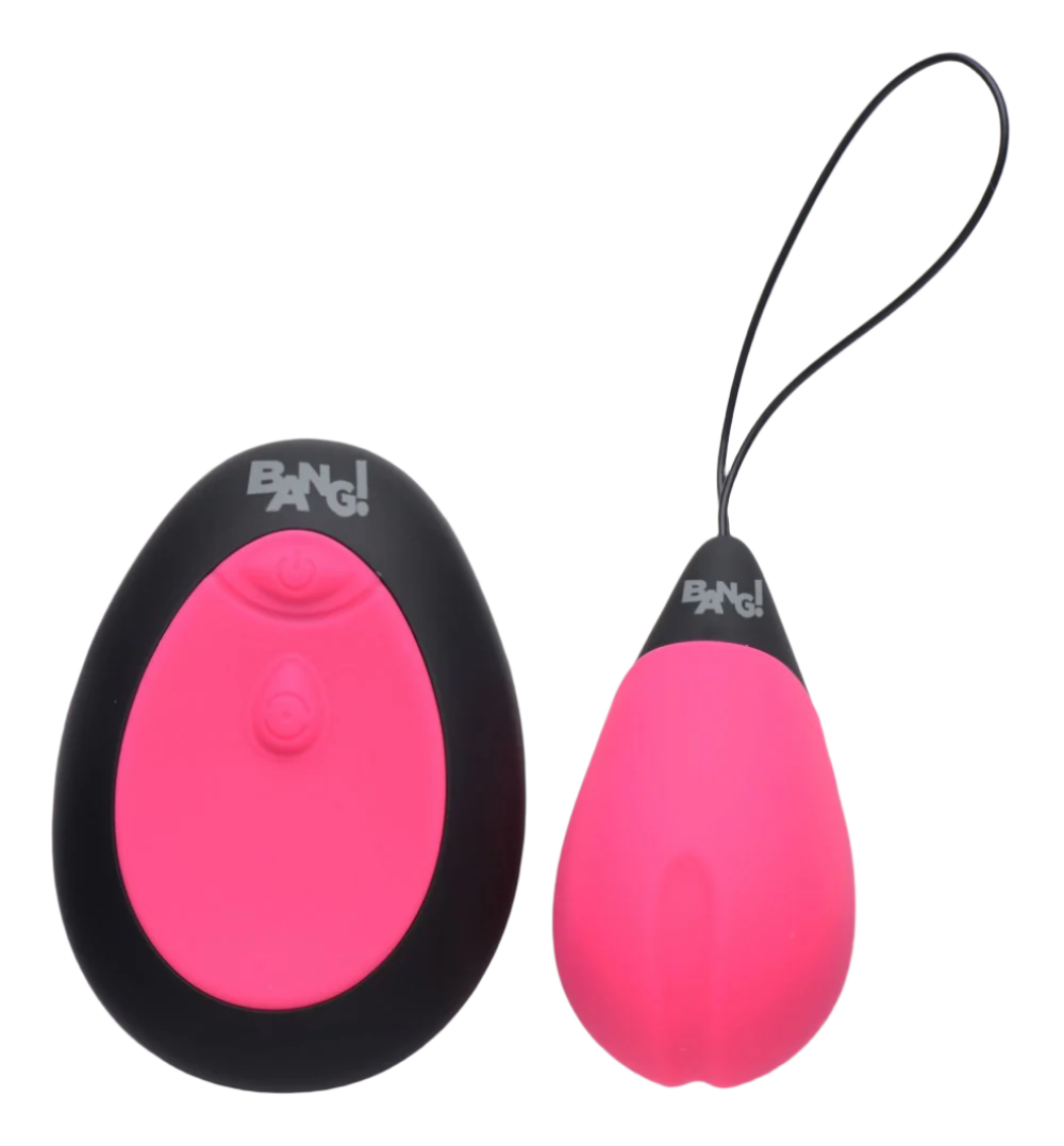 Pink 10-speed egg vibrators, silicone design, remote control, side view