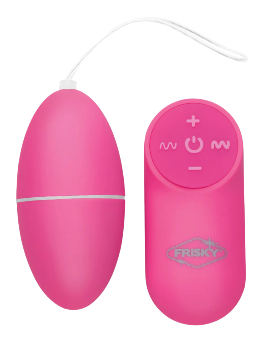 Pink 28-speed panty vibrator with remote, angled side view