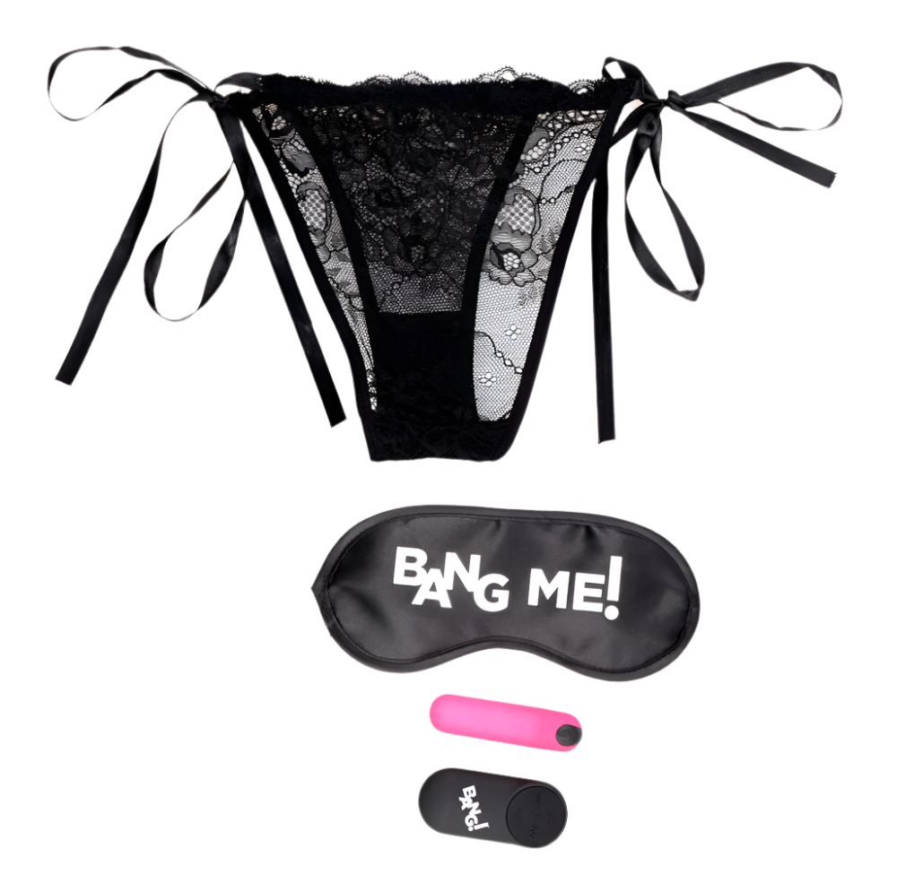 Pink panty vibrator with remote, bullet kit, angled side view