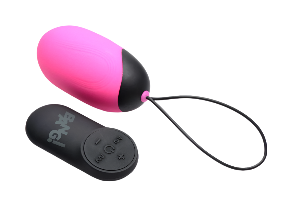 Pink XL silicone egg vibrators, smooth design side view