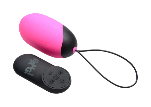 Pink XL silicone egg vibrators, smooth design side view