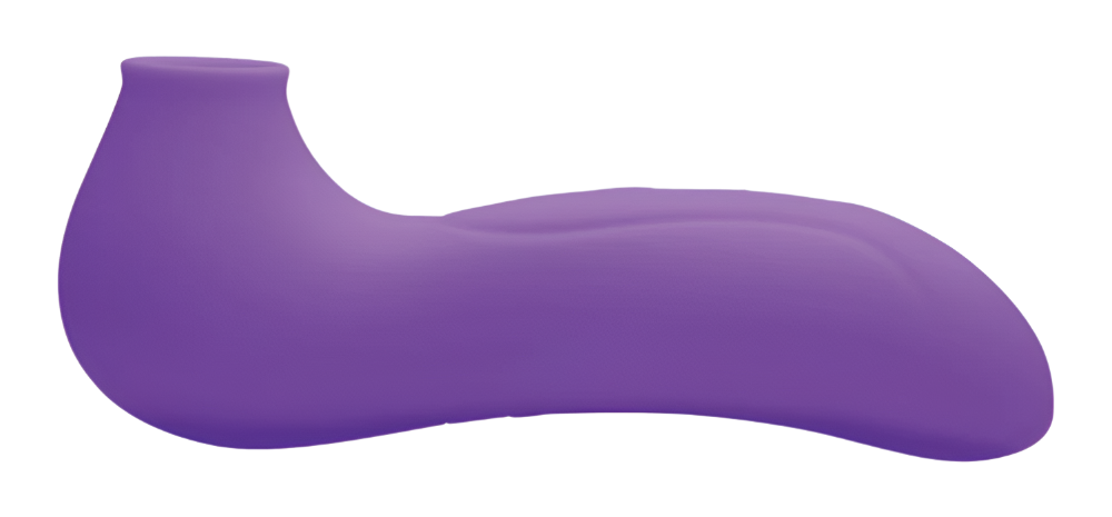 Purple clitoral suction vibrators angled view showcasing soft silicone