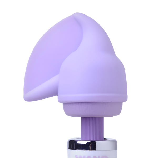 Purple Magic Wand Vibrator with Flutter Tip, angled side view