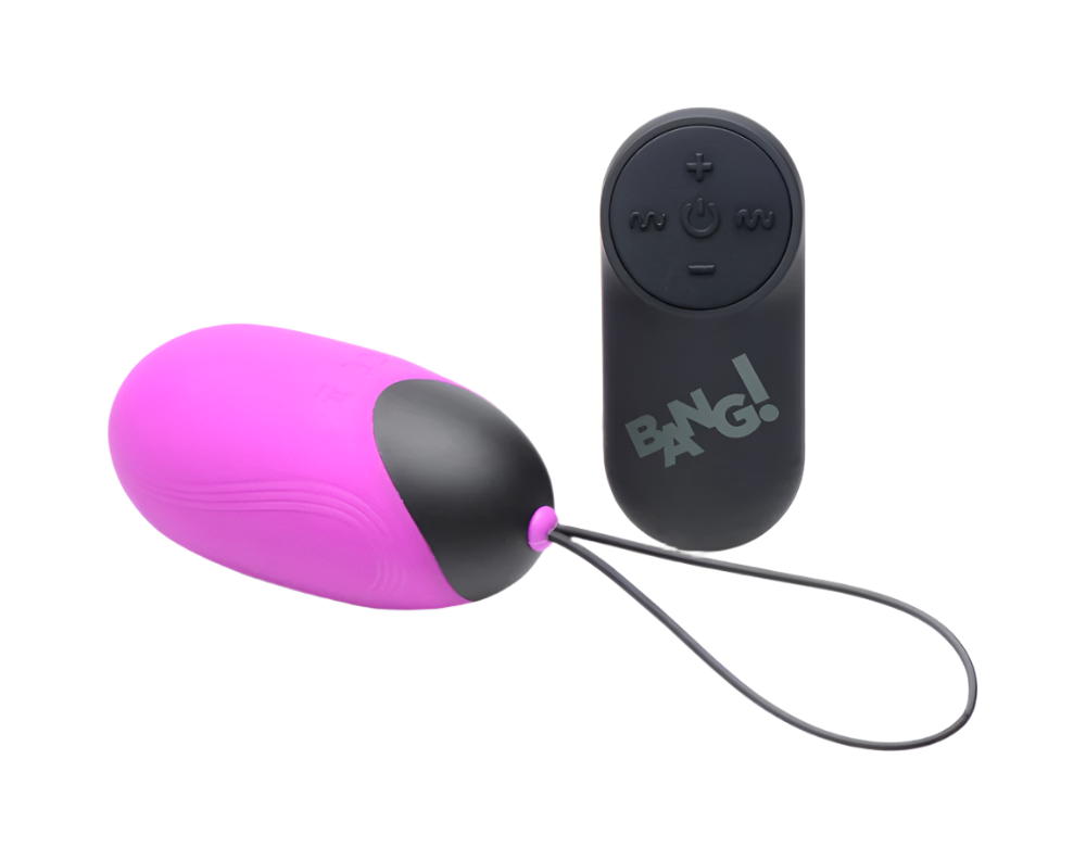 Purple XL silicone egg vibrators, smooth design, side view