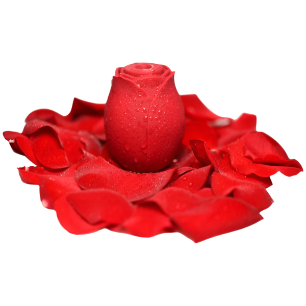 Red Rose Vibrator with suction features angled view