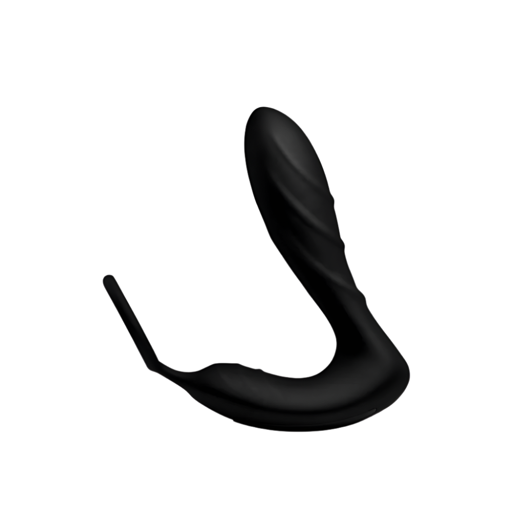 Remote control vibrators, black prostate massager with strap side view